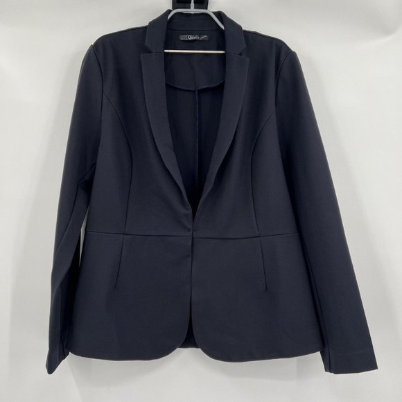 Quince Jackets & Blazers - Quince Women's Navy Blue Stretch Ponte Blazer sz M NWT Long Sleeve Career Work